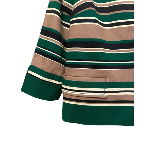 Talbots Striped Blazer Jacket‎ Women Size 12 Tan Green Blue 4 Button Career - Picture 5 of 7